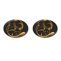 Gold Dog Cat Animal Jewel Cufflinks (oval)