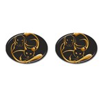 Gold Dog Cat Animal Jewel Cufflinks (Oval) Front(Pair)