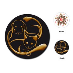 Gold Dog Cat Animal Jewel Playing Cards Single Design (round)