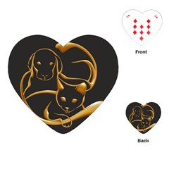 Gold Dog Cat Animal Jewel Playing Cards Single Design (heart)