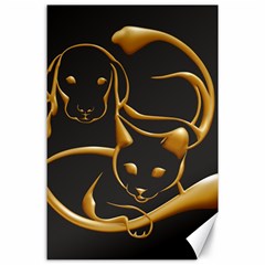 Gold Dog Cat Animal Jewel Canvas 24  X 36  by HermanTelo