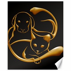 Gold Dog Cat Animal Jewel Canvas 11  X 14  by HermanTelo