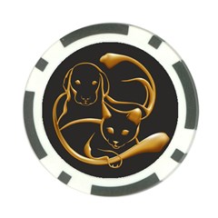 Gold Dog Cat Animal Jewel Poker Chip Card Guard