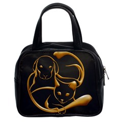 Gold Dog Cat Animal Jewel Classic Handbag (two Sides) by HermanTelo