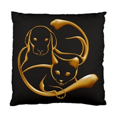 Gold Dog Cat Animal Jewel Standard Cushion Case (two Sides)