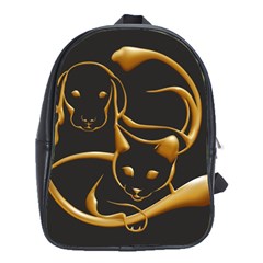 Gold Dog Cat Animal Jewel School Bag (large)