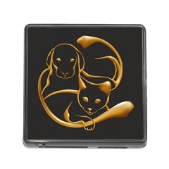 Gold Dog Cat Animal Jewel Memory Card Reader (square 5 Slot)