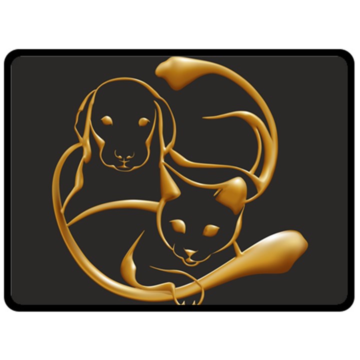 Gold Dog Cat Animal Jewel Fleece Blanket (Large) 