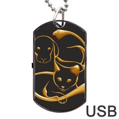 Gold Dog Cat Animal Jewel Dog Tag Usb Flash (one Side) by HermanTelo