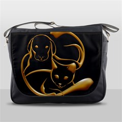 Gold Dog Cat Animal Jewel Messenger Bag