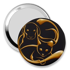 Gold Dog Cat Animal Jewel 3  Handbag Mirrors