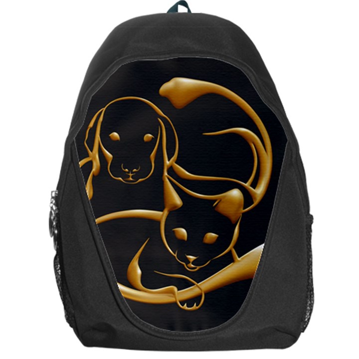 Gold Dog Cat Animal Jewel Backpack Bag