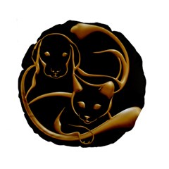 Gold Dog Cat Animal Jewel Standard 15  Premium Round Cushions