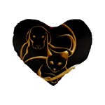 Gold Dog Cat Animal Jewel Standard 16  Premium Heart Shape Cushions Front