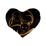 Gold Dog Cat Animal Jewel Standard 16  Premium Heart Shape Cushions Back