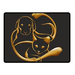 Gold Dog Cat Animal Jewel Double Sided Fleece Blanket (small)  by HermanTelo