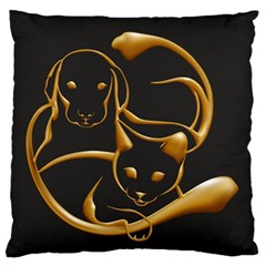 Gold Dog Cat Animal Jewel Standard Flano Cushion Case (two Sides)