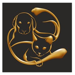 Gold Dog Cat Animal Jewel Large Satin Scarf (square)