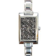 Modern Tribal Silver Ornate Pattern Print Rectangle Italian Charm Watch by dflcprintsclothing