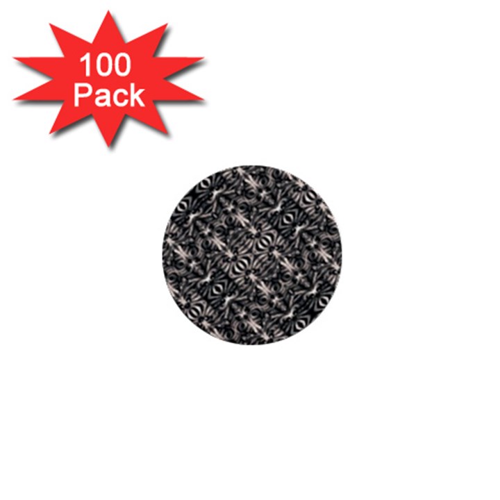 Modern Tribal Silver Ornate Pattern Print 1  Mini Buttons (100 pack) 