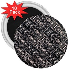 Modern Tribal Silver Ornate Pattern Print 3  Magnets (10 Pack)  by dflcprintsclothing