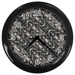 Modern Tribal Silver Ornate Pattern Print Wall Clock (black) by dflcprintsclothing