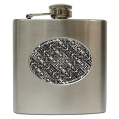 Modern Tribal Silver Ornate Pattern Print Hip Flask (6 Oz) by dflcprintsclothing