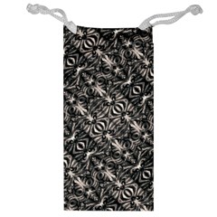 Modern Tribal Silver Ornate Pattern Print Jewelry Bag