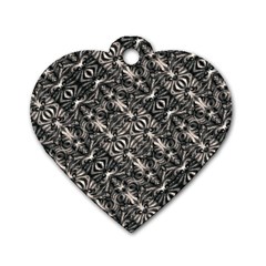 Modern Tribal Silver Ornate Pattern Print Dog Tag Heart (two Sides) by dflcprintsclothing