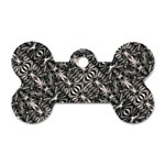 Modern Tribal Silver Ornate Pattern Print Dog Tag Bone (Two Sides) Front