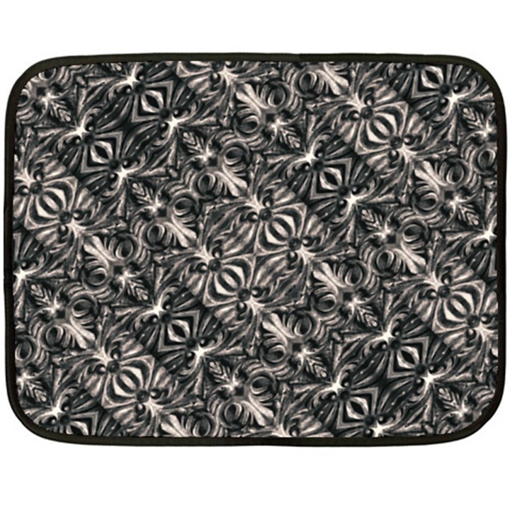 Modern Tribal Silver Ornate Pattern Print Double Sided Fleece Blanket (Mini) 