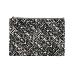 Modern Tribal Silver Ornate Pattern Print Cosmetic Bag (large) by dflcprintsclothing