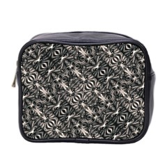 Modern Tribal Silver Ornate Pattern Print Mini Toiletries Bag (two Sides)