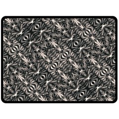 Modern Tribal Silver Ornate Pattern Print Fleece Blanket (large)  by dflcprintsclothing