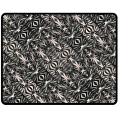 Modern Tribal Silver Ornate Pattern Print Fleece Blanket (medium)  by dflcprintsclothing