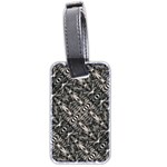 Modern Tribal Silver Ornate Pattern Print Luggage Tag (two sides) Back