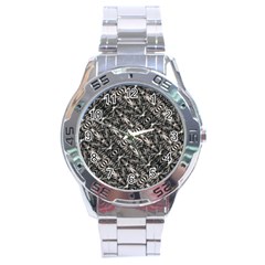 Modern Tribal Silver Ornate Pattern Print Stainless Steel Analogue Watch by dflcprintsclothing