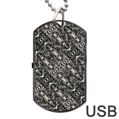 Modern Tribal Silver Ornate Pattern Print Dog Tag Usb Flash (one Side) by dflcprintsclothing