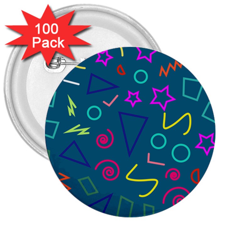 Memphis  3  Buttons (100 pack) 