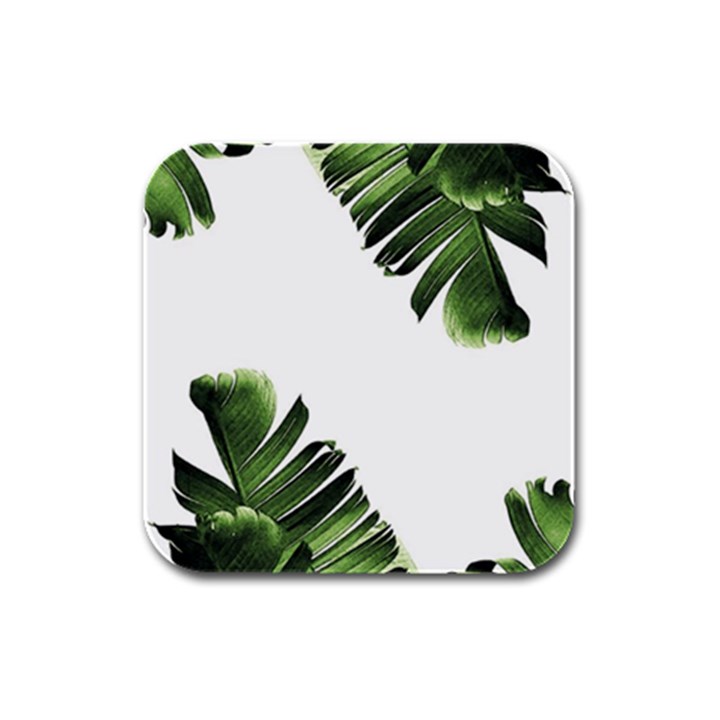 Banana leaves Rubber Square Coaster (4 pack) 