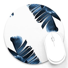 Blue Banana Leaves Round Mousepads by goljakoff