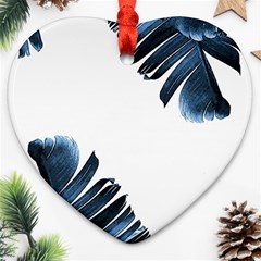 Blue Banana Leaves Heart Ornament (two Sides) by goljakoff