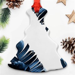 Blue Banana Leaves Christmas Tree Ornament (two Sides) by goljakoff