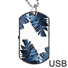 Blue Banana Leaves Dog Tag Usb Flash (one Side) by goljakoff