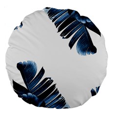 Blue Banana Leaves Large 18  Premium Flano Round Cushions