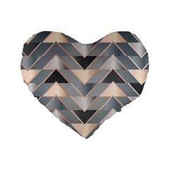 Modern Triangles Standard 16  Premium Flano Heart Shape Cushions by LoolyElzayat