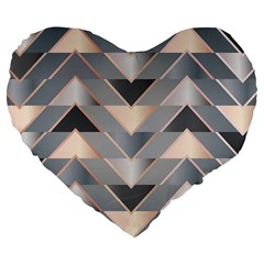 Modern Triangles Large 19  Premium Flano Heart Shape Cushions by LoolyElzayat