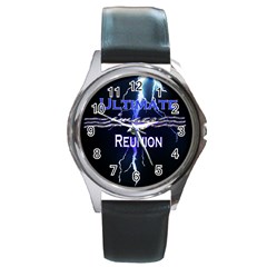 Lightning-utimate Round Leather Watch (silver Rim)