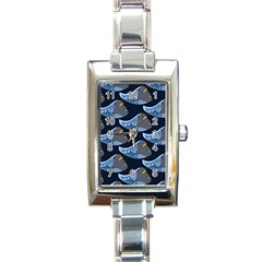 Queen Fish Doodle Art Rectangle Italian Charm Watch by tmsartbazaar