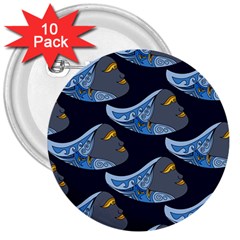 Queen Fish Doodle Art 3  Buttons (10 Pack)  by tmsartbazaar